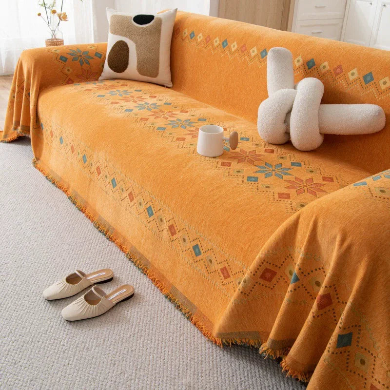 Decor Cedar Capri Water Resistant Chenille Sofa Cover lifestyle product image for water resistant sofa cover in United States - B / 180X260CM