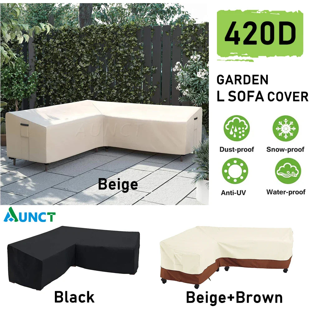 Decor Cedar Portsea L Shape Outdoor Sofa Cover lifestyle product image for water resistant outdoor sofa cover in United States - 300x300cm / Beige-Brown