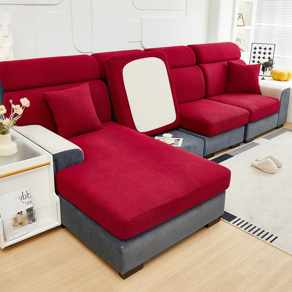 Decor Cedar Milan Twill Stretch Sofa Slipcover lifestyle product image for jacquard sofa slipcover in United States - 14 color, 1 size