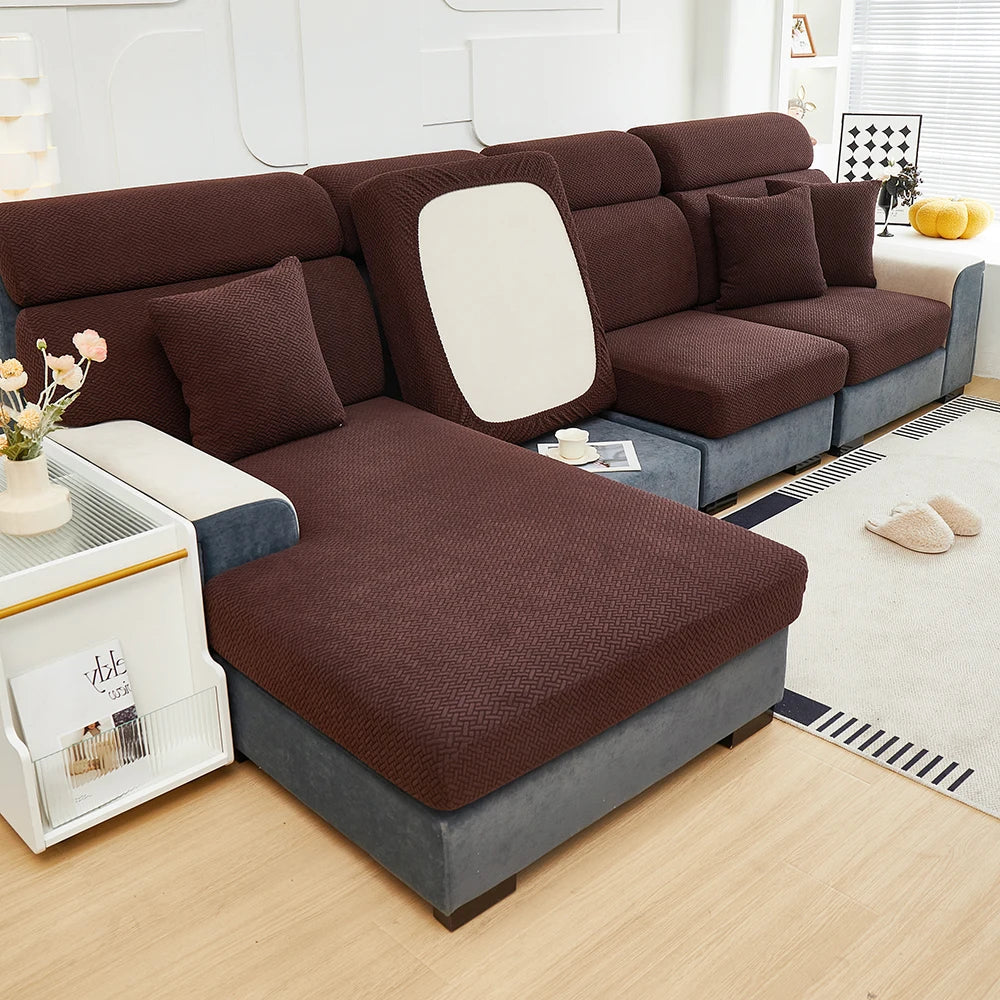 Decor Cedar Milan Twill Stretch Sofa Slipcover lifestyle product image for jacquard sofa slipcover in United States - 11 color, 1 size