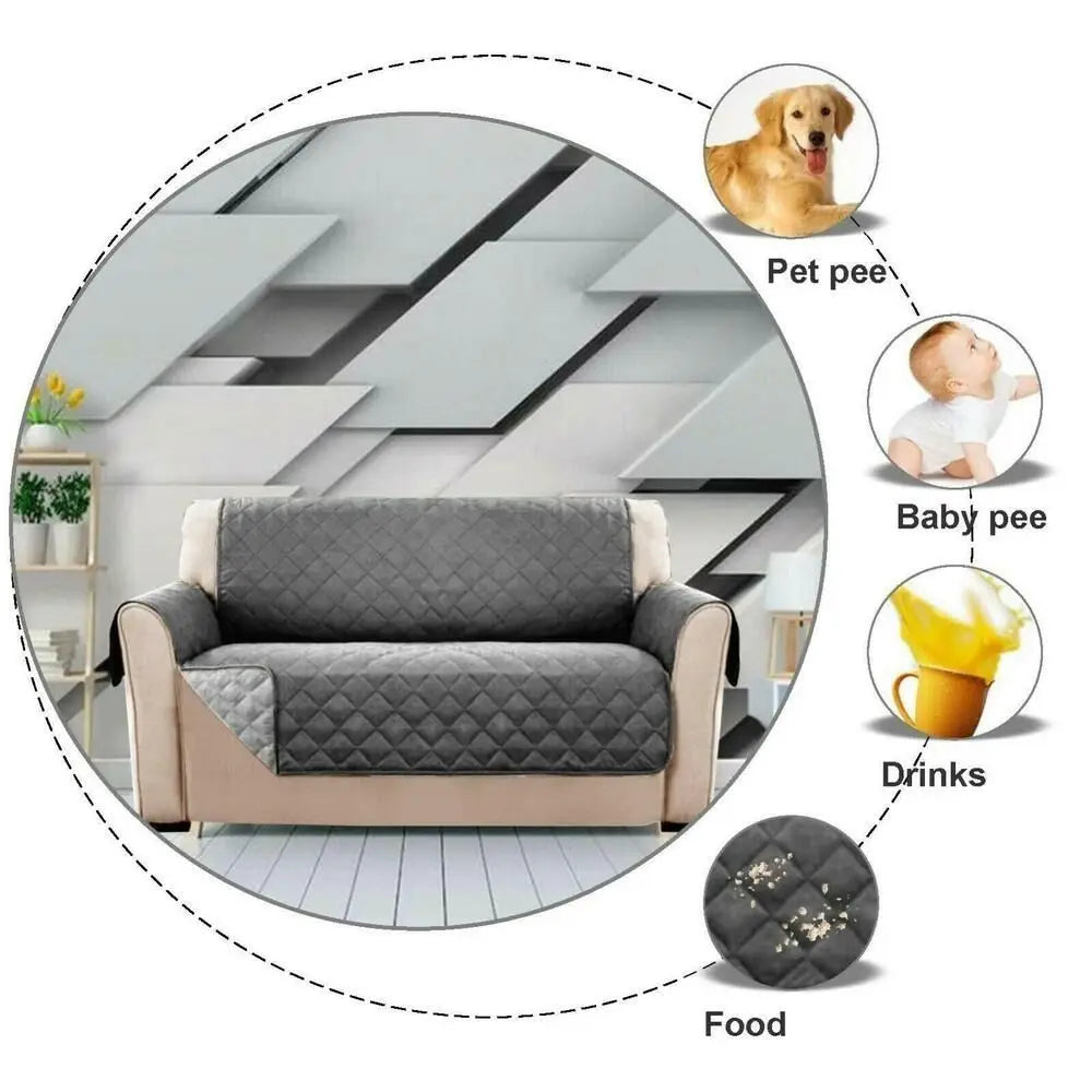 Decor Cedar Quinn Water Resistant Quilted Sofa Cover lifestyle product image for water resistant sofa cover in United States - gray / 3seat