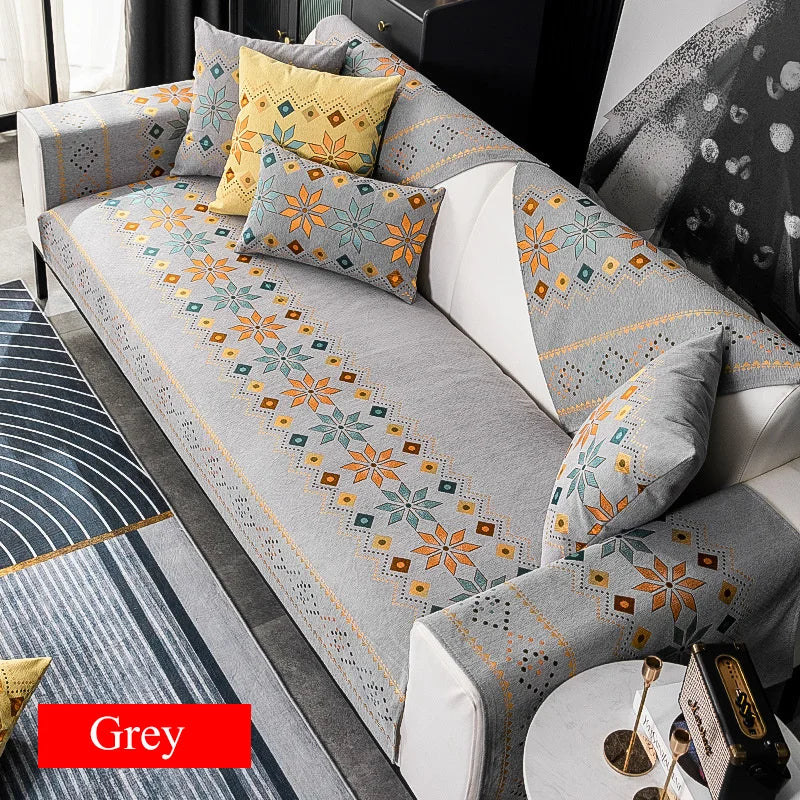 Decor Cedar Nordic Chenille Sofa Cover lifestyle product image for chenille sofa cover in United States - N1 / 30x50 pillowcase 1pc