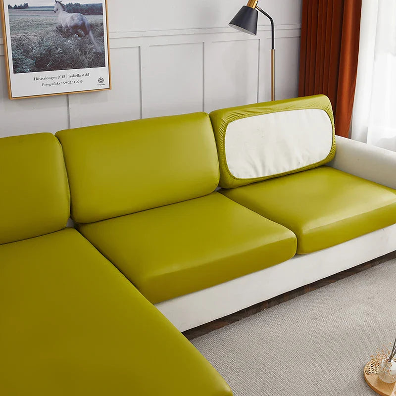 Decor Cedar Nero Water Resistant Leather Cushion Cover lifestyle product image for water resistant sofa cushion cover in United States - 10 color
