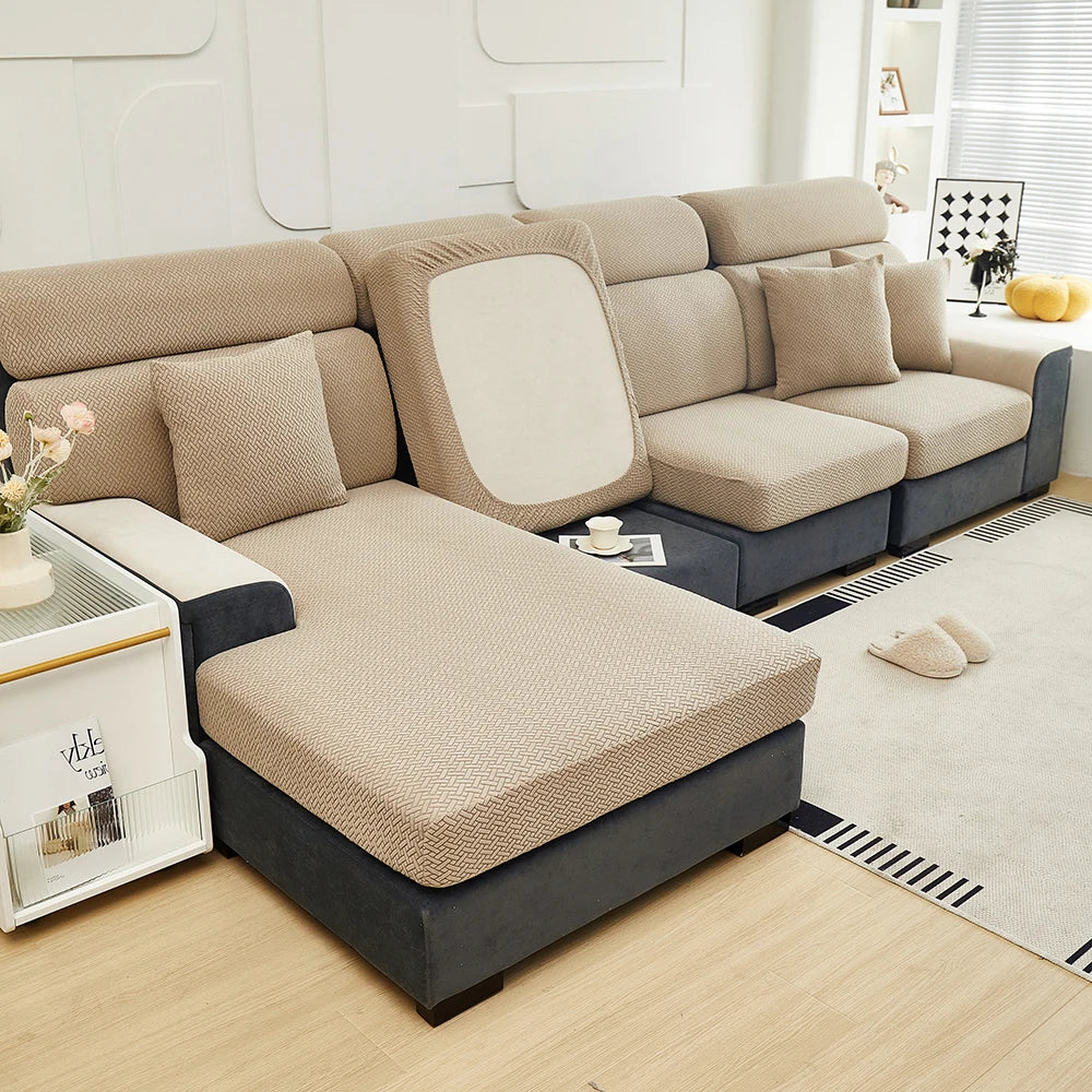 Decor Cedar Milan Twill Stretch Sofa Slipcover lifestyle product image for jacquard sofa slipcover in United States - 09 color, 1 size