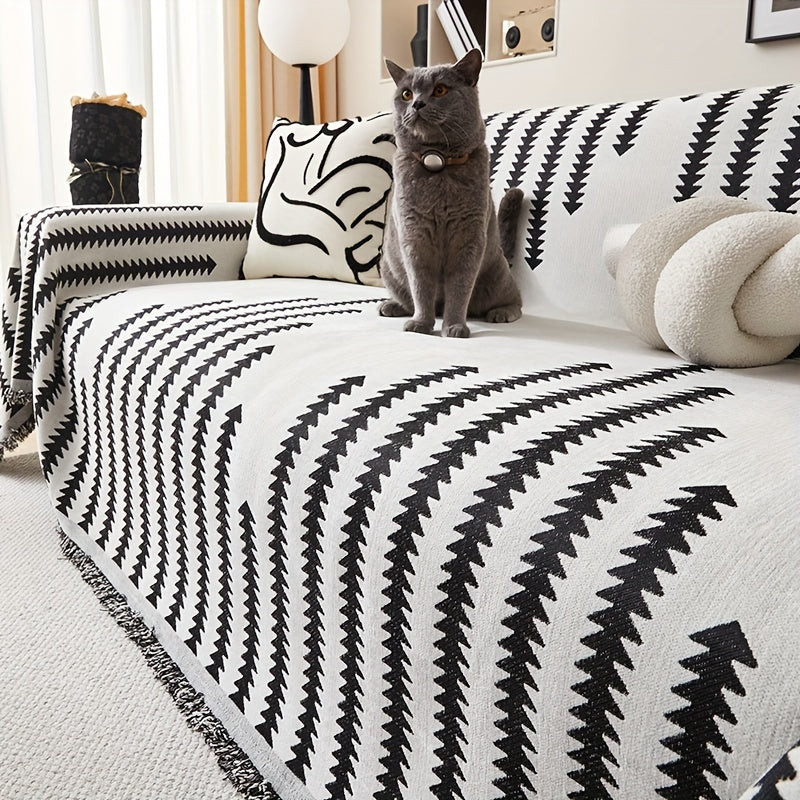 Decor Cedar Florence Chenille Tassel Sofa Cover chenille sofa cover in United States - color and texture view 3