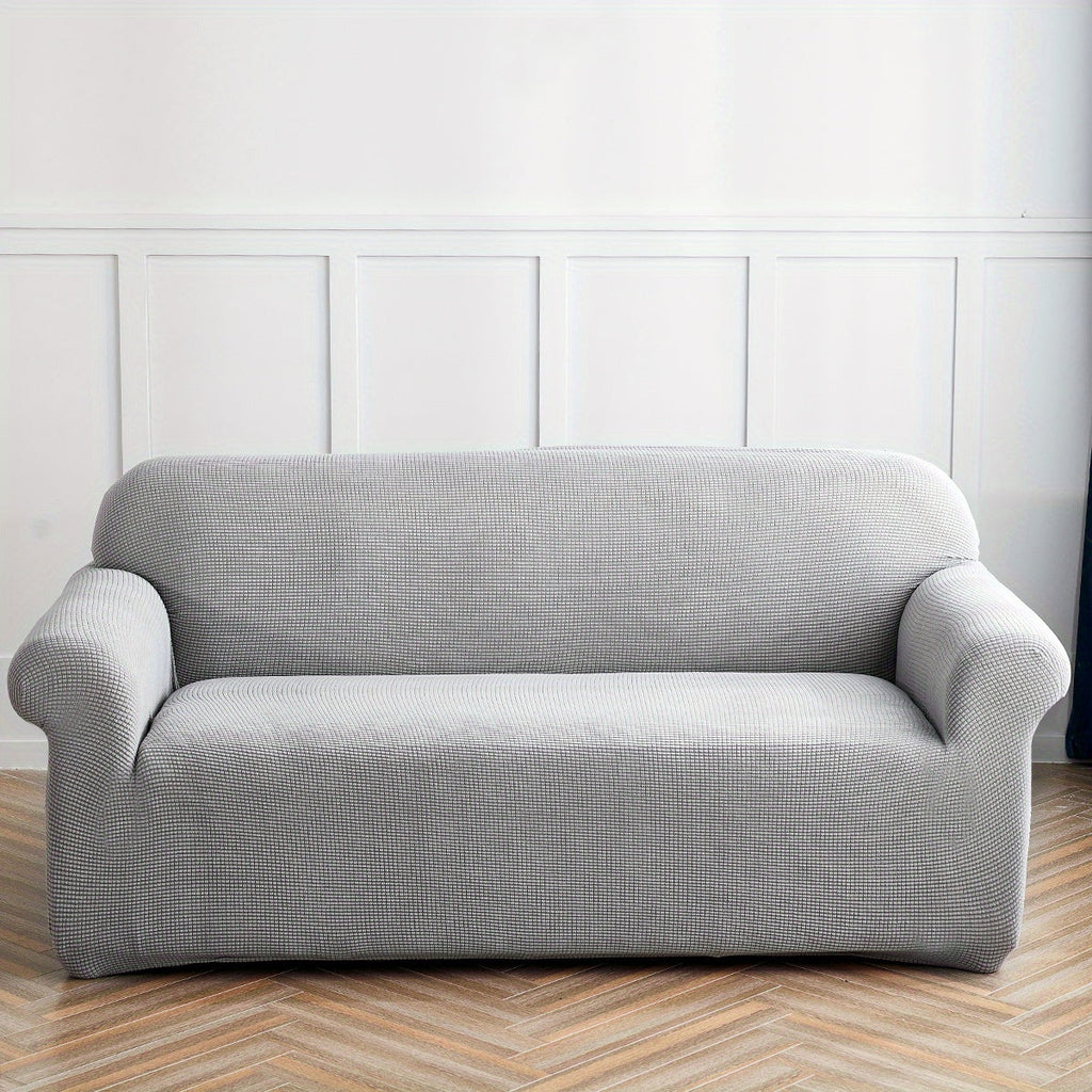 Decor Cedar Calma Plush All Season Sofa Cover lifestyle product image for stretch sofa cover in United States