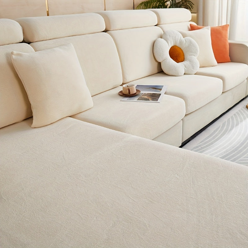 Decor Cedar Orana Non Slip Pet Sofa Cover lifestyle product image for stretch sofa cover in United States - Dark Coffee / 3 Seater