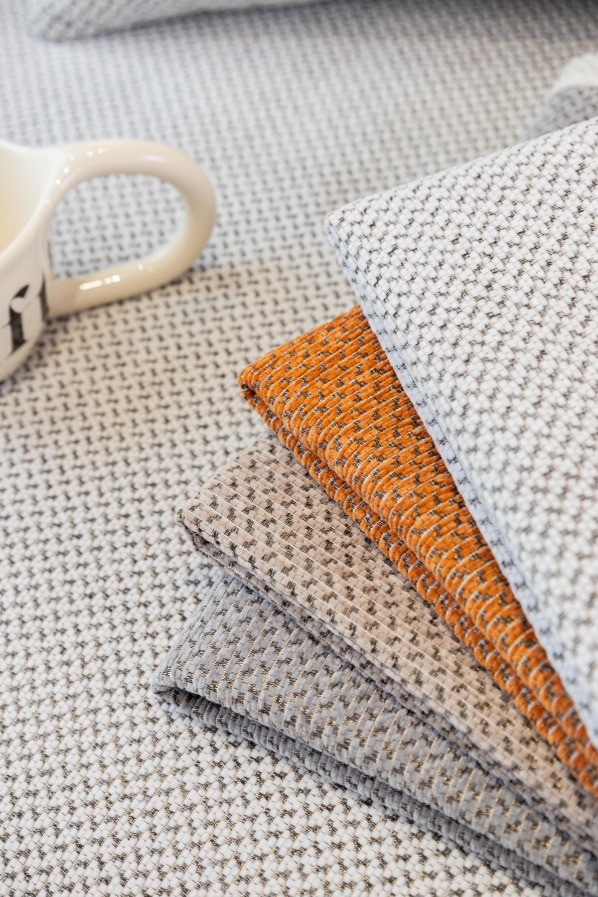 Decor Cedar Alessia Woven Chenille Sofa Seat Cover in Ivory Gray - detail image for chenille sofa cover pieces in United States