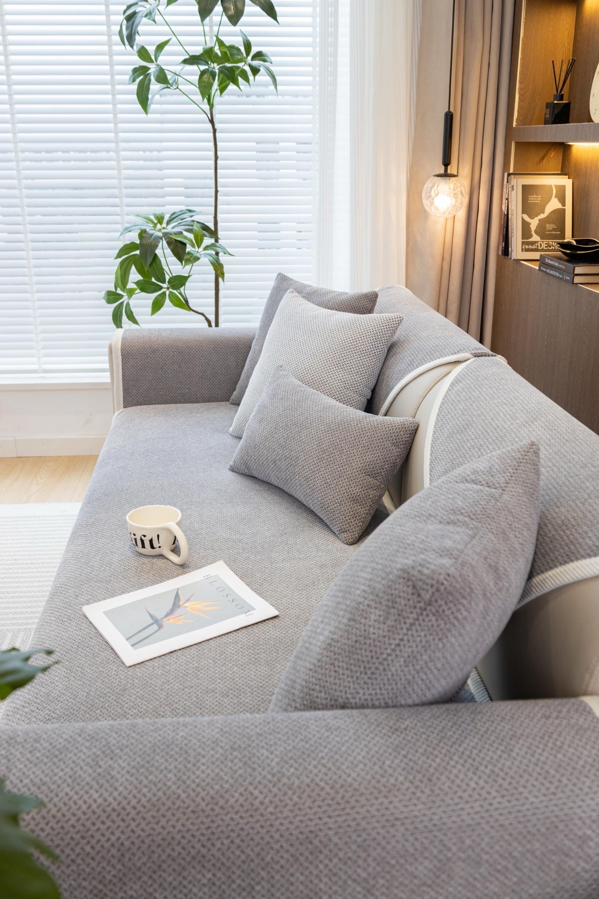 Decor Cedar Alessia Woven Chenille Sofa Seat Cover in Silver Gray - detail image for chenille sofa cover pieces in United States