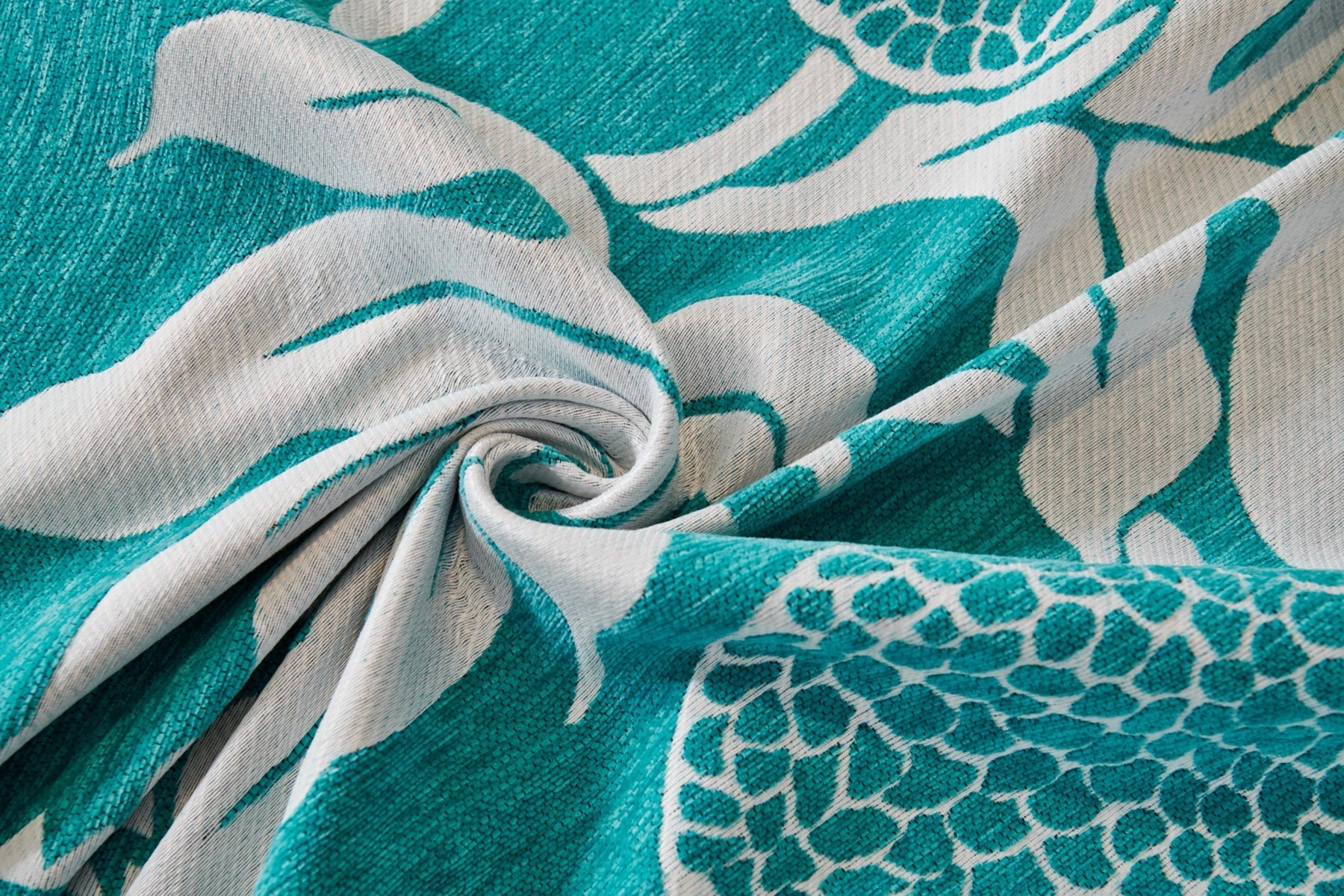 Decor Cedar Amalfi Palm Jacquard Sofa Throw Cover in Aqua Palm - palm jacquard sofa throw cover fabric and edge detail in United States, image 30