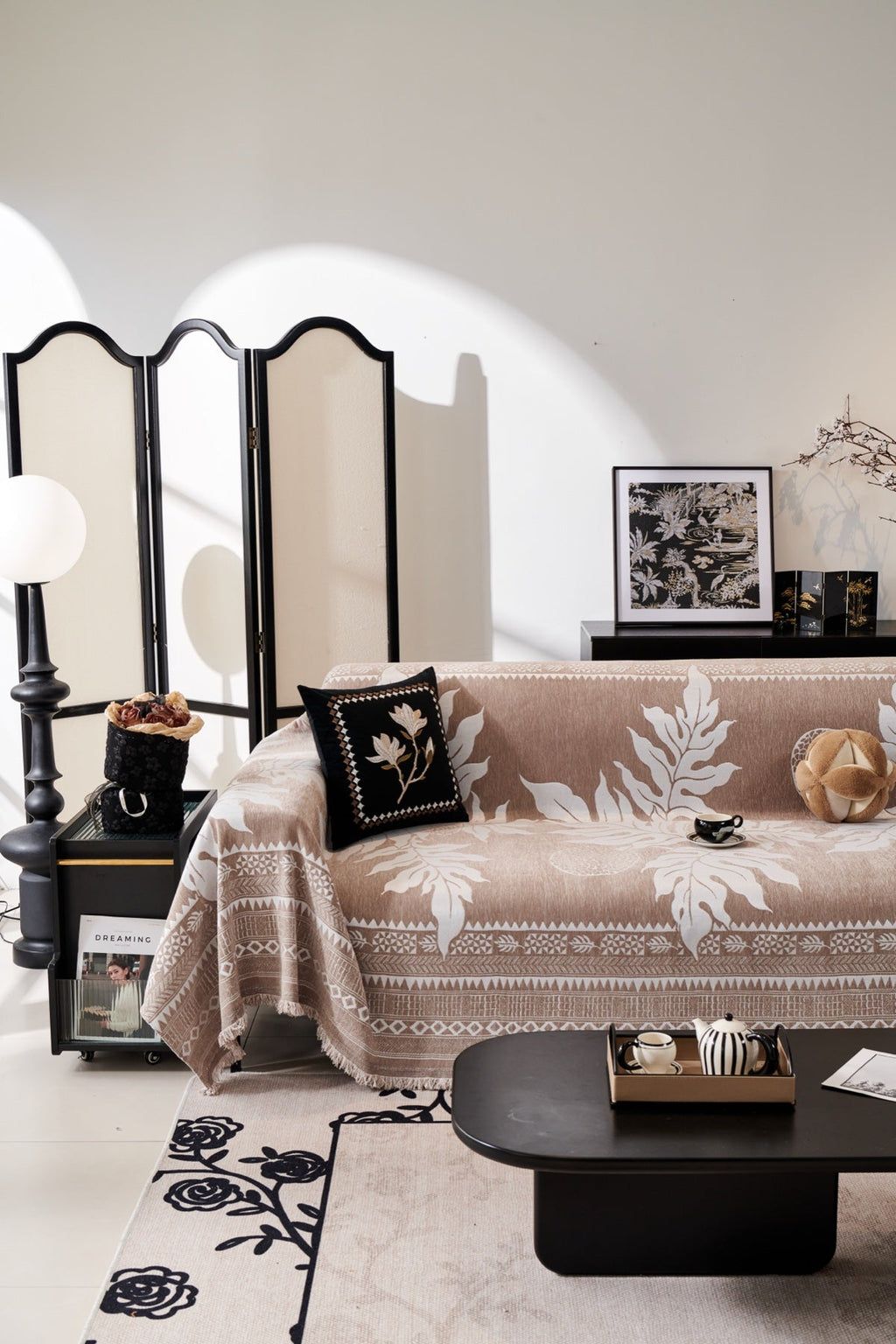 Decor Cedar Amalfi Palm Jacquard Sofa Throw Cover in Mocha Palm - palm jacquard sofa throw cover full sofa styling in United States, image 21