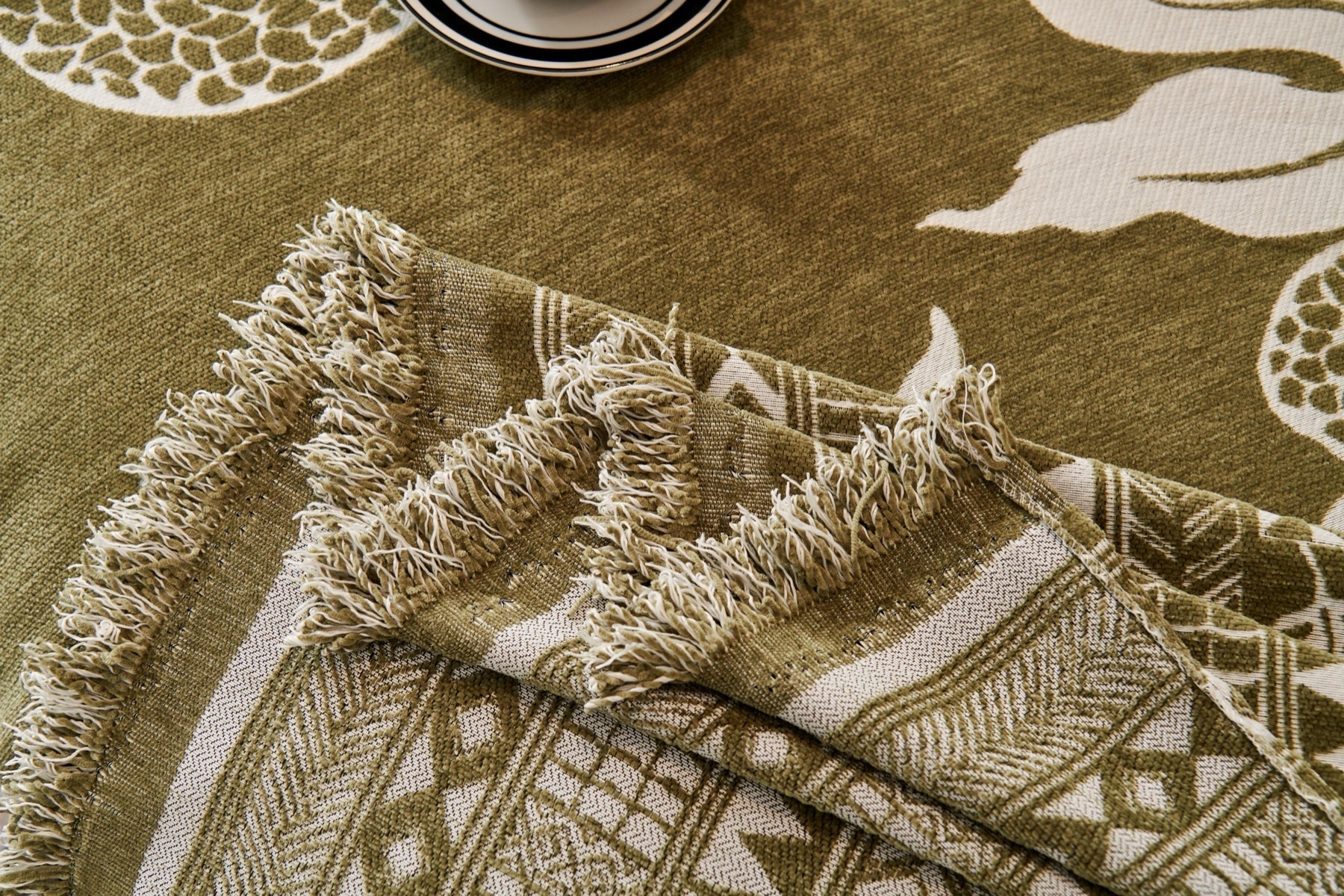 Decor Cedar Amalfi Palm Jacquard Sofa Throw Cover in Olive Palm - palm jacquard sofa throw cover styled couch cover in United States, image 49