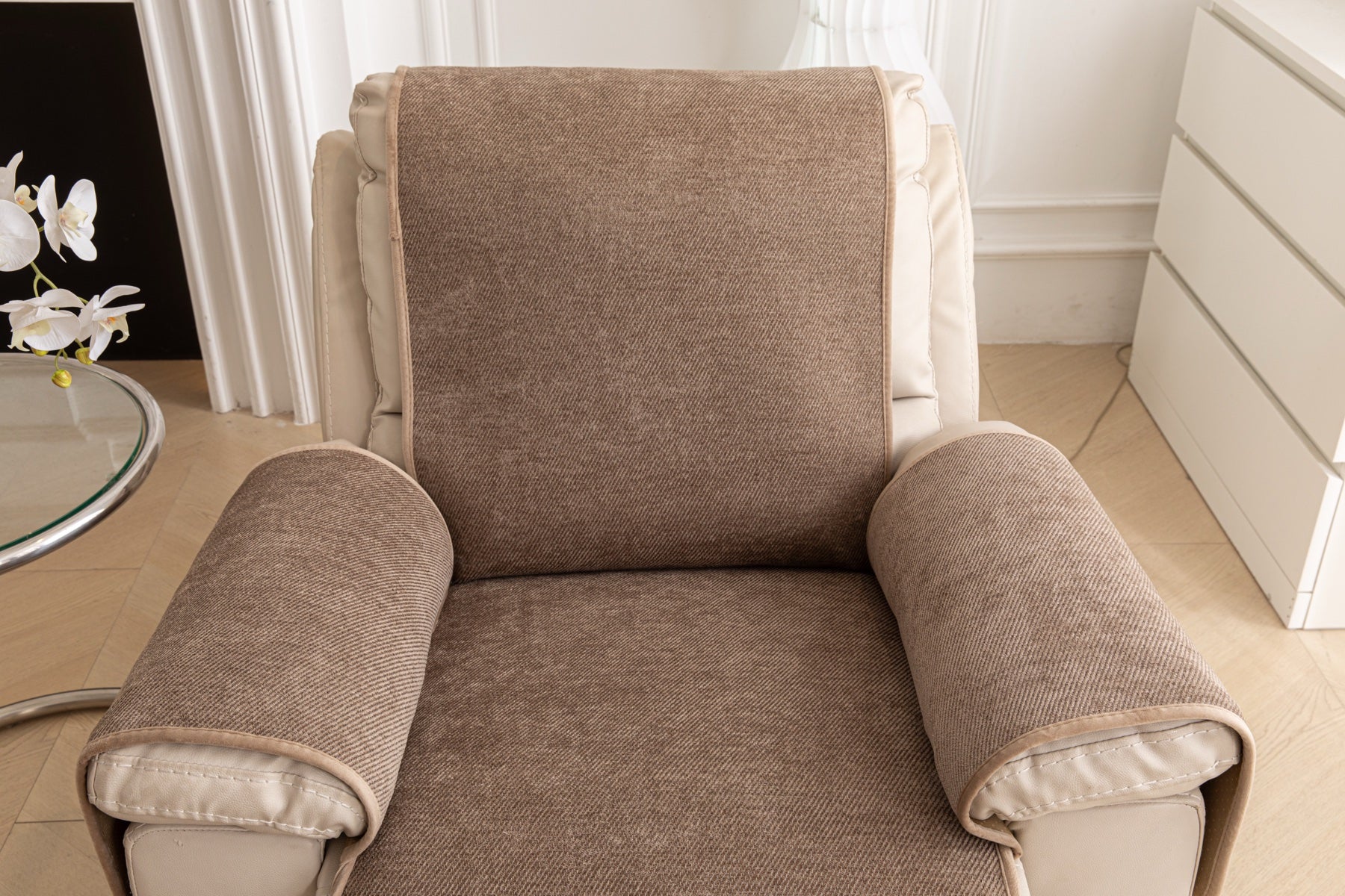 Decor Cedar Aria Textured Armchair Sofa Cover Pieces in Mocha Brown - styled armchair sofa cover piece for armchair sofa cover pieces in United States, image 21