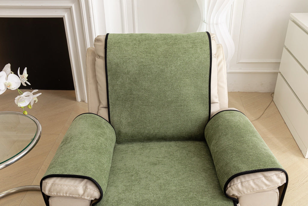 Decor Cedar Aria Textured Armchair Sofa Cover Pieces in Sage Green - chair cover piece detail for armchair sofa cover pieces in United States, image 3