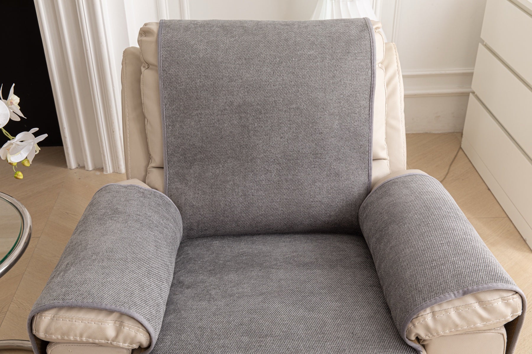 Decor Cedar Aria Textured Armchair Sofa Cover Pieces in Soft Gray - chair cover piece detail for armchair sofa cover pieces in United States, image 32