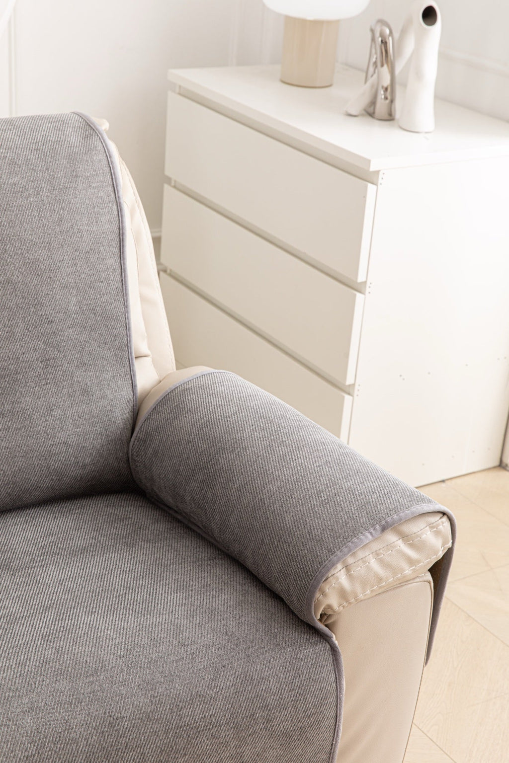 Decor Cedar Aria Textured Armchair Sofa Cover Pieces in Soft Gray - chair cover piece detail for armchair sofa cover pieces in United States, image 33