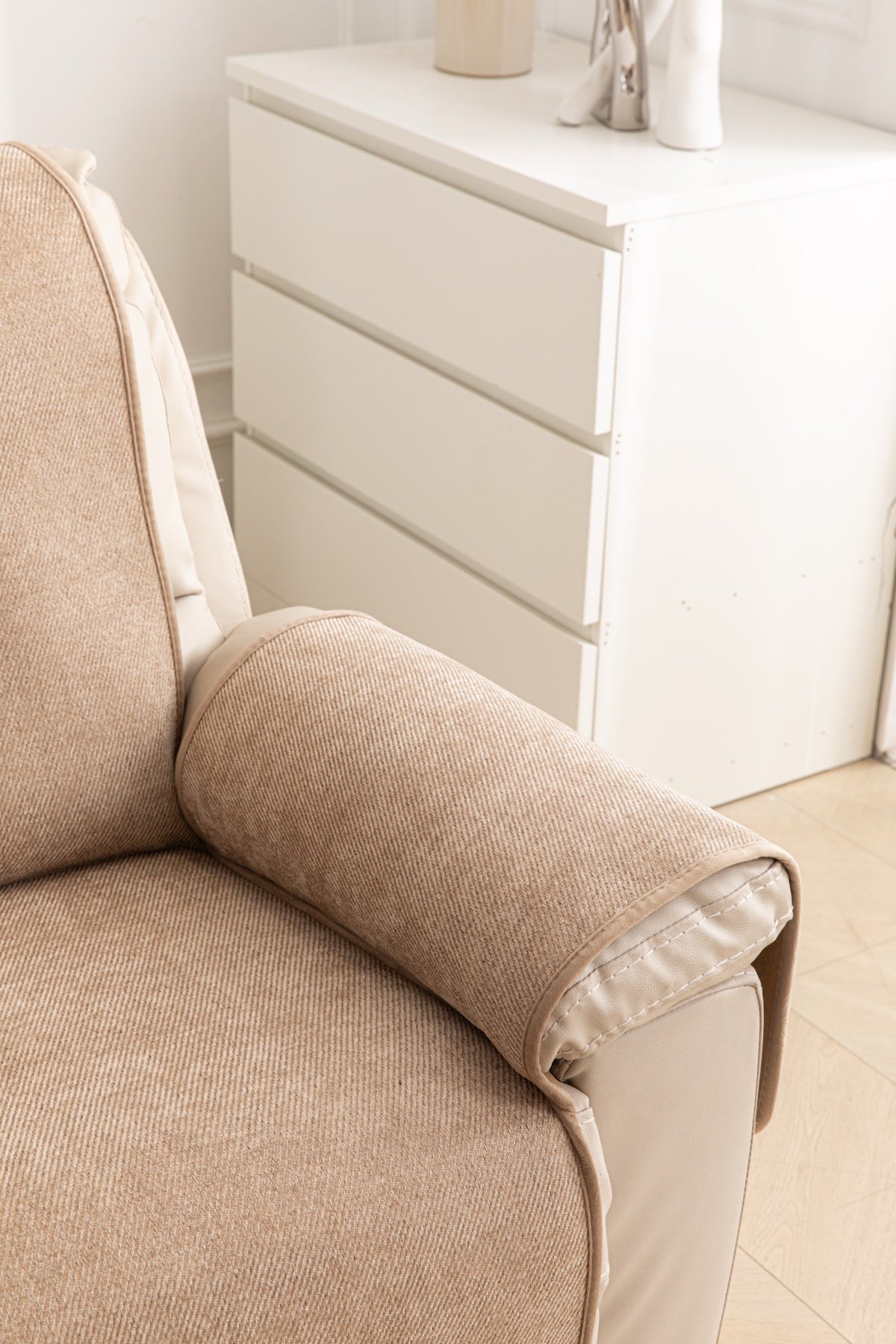 Decor Cedar Aria Textured Armchair Sofa Cover Pieces in Warm Taupe - chair cover piece detail for armchair sofa cover pieces in United States, image 12