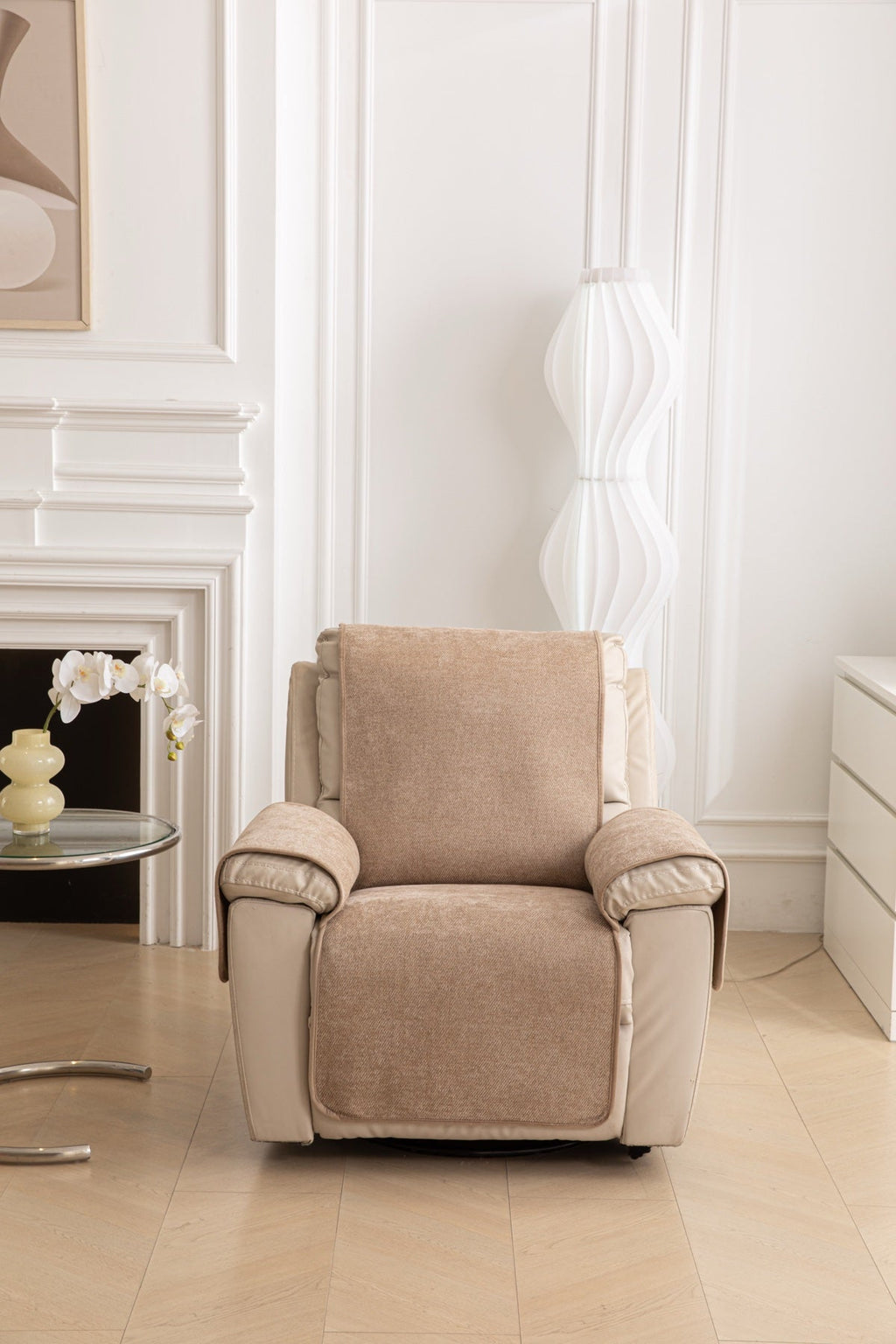 Decor Cedar Aria Textured Armchair Sofa Cover Pieces in Warm Taupe - chair cover piece detail for armchair sofa cover pieces in United States, image 13