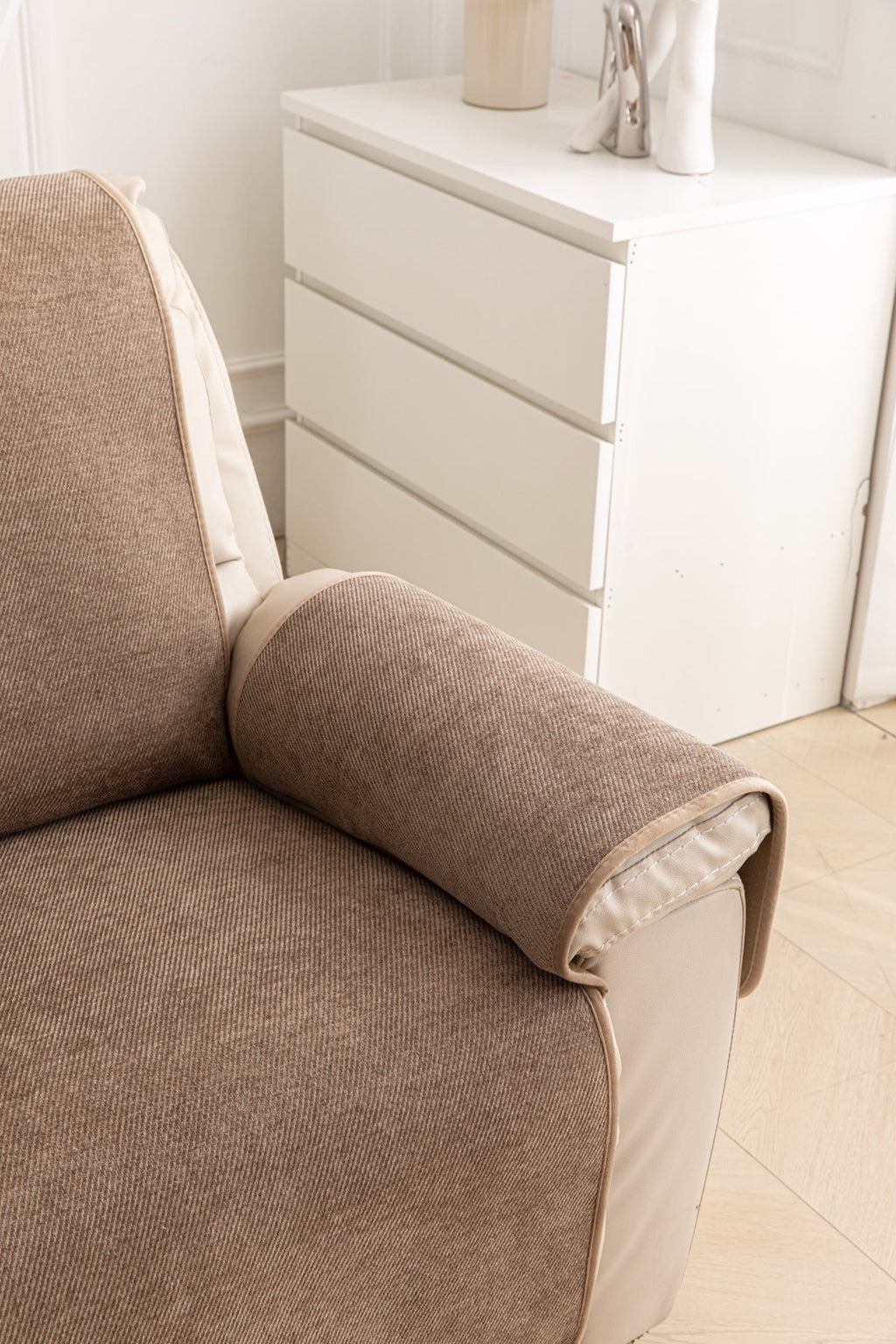 Decor Cedar Aria Textured Armchair Sofa Cover Pieces in Warm Taupe - styled armchair sofa cover piece for armchair sofa cover pieces in United States, image 14