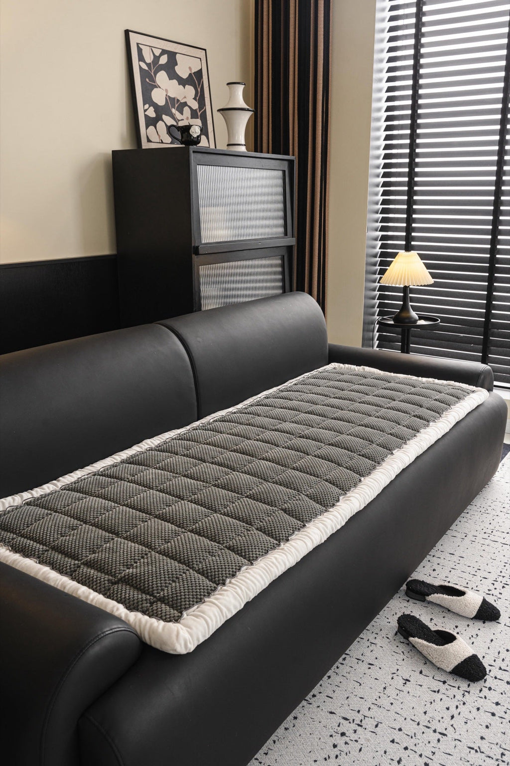 Decor Cedar Aspen Quilted Sherpa Sofa Seat Cover in Charcoal Gray Sherpa - styled quilted sofa seat cover for quilted sofa seat covers in United States