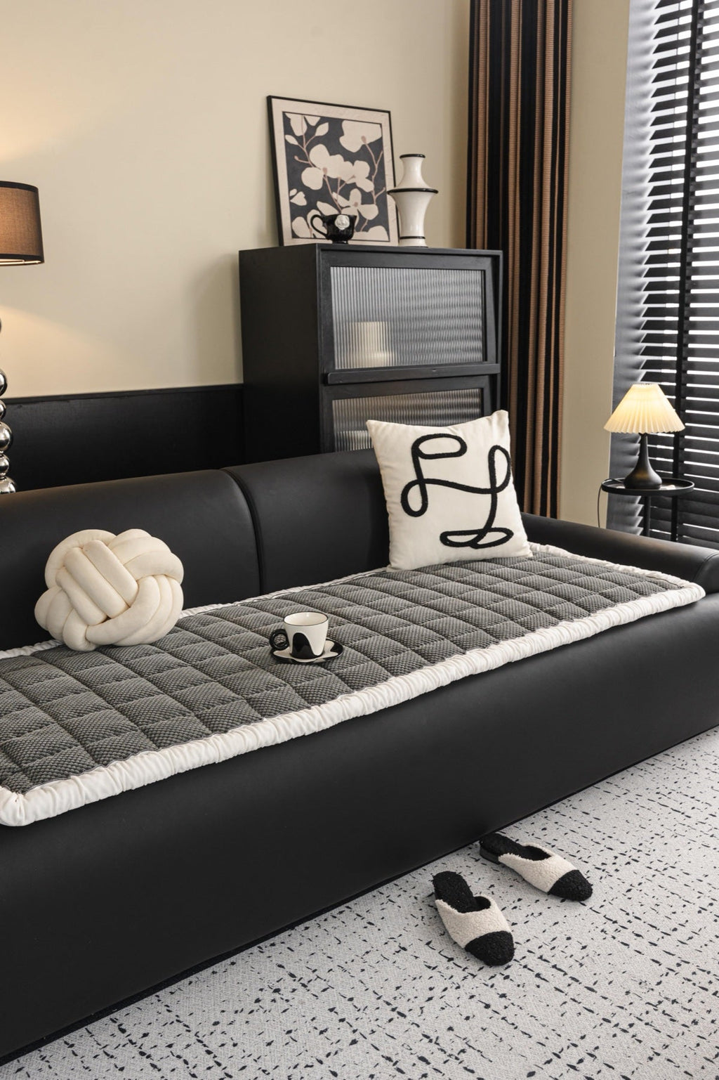 Decor Cedar Aspen Quilted Sherpa Sofa Seat Cover in Charcoal Gray Sherpa - styled quilted sofa seat cover for quilted sofa seat covers in United States