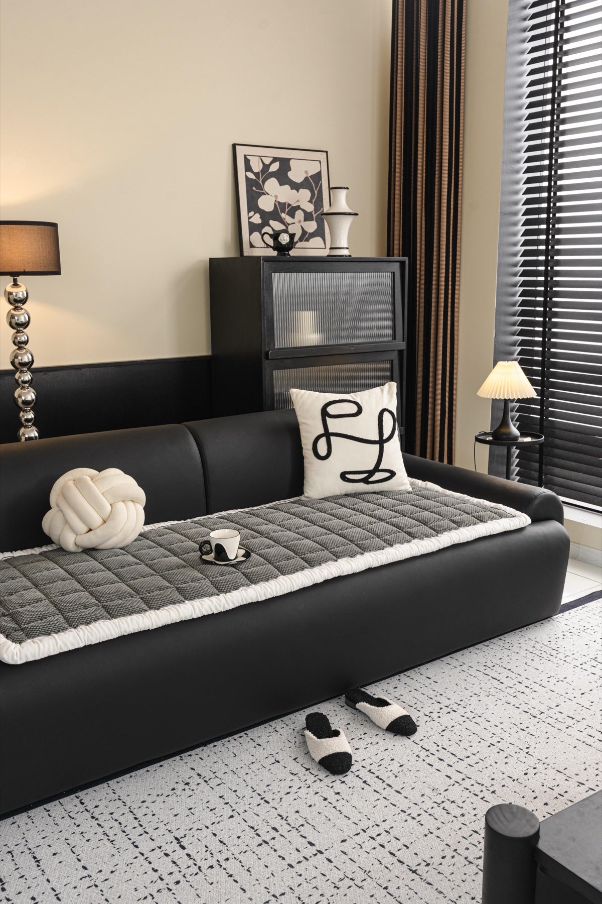 Decor Cedar Aspen Quilted Sherpa Sofa Seat Cover in Charcoal Gray Sherpa - styled quilted sofa seat cover for quilted sofa seat covers in United States