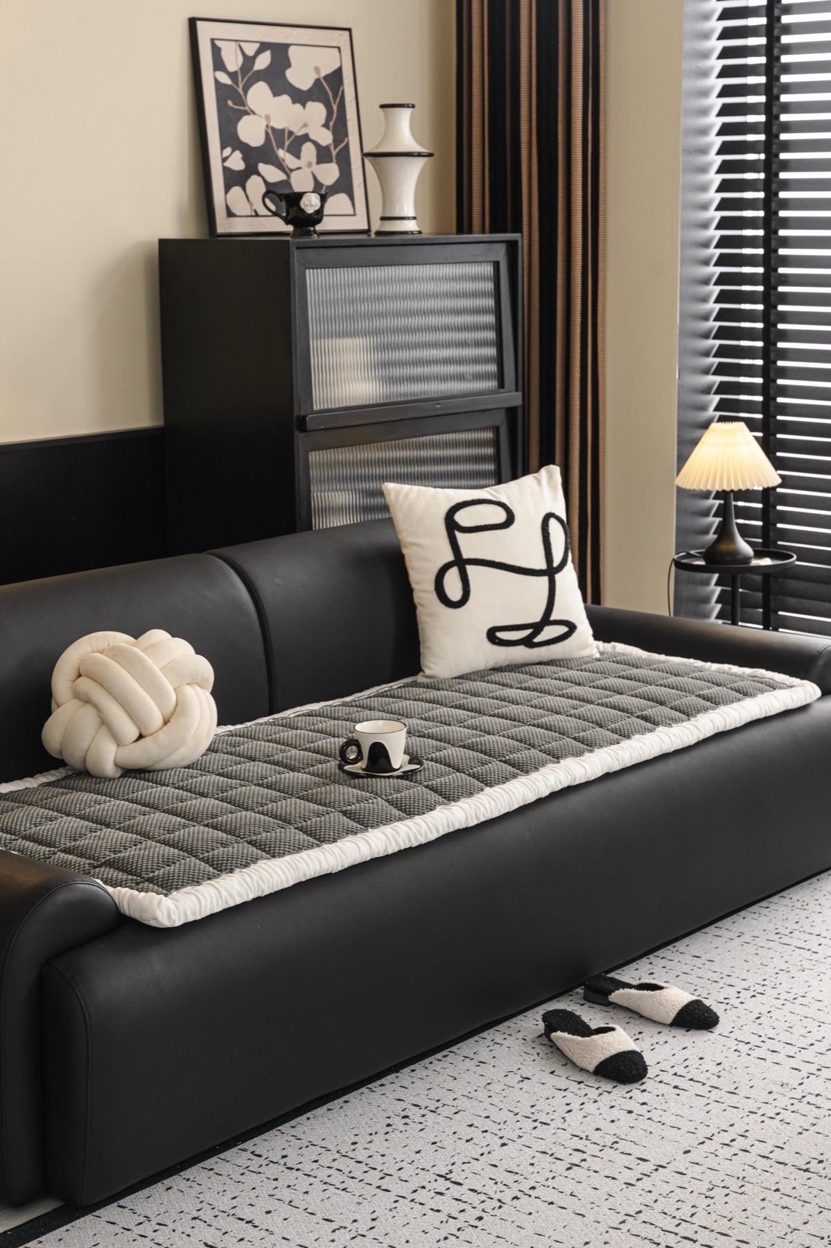Decor Cedar Aspen Quilted Sherpa Sofa Seat Cover in Charcoal Gray Sherpa - styled quilted sofa seat cover for quilted sofa seat covers in United States