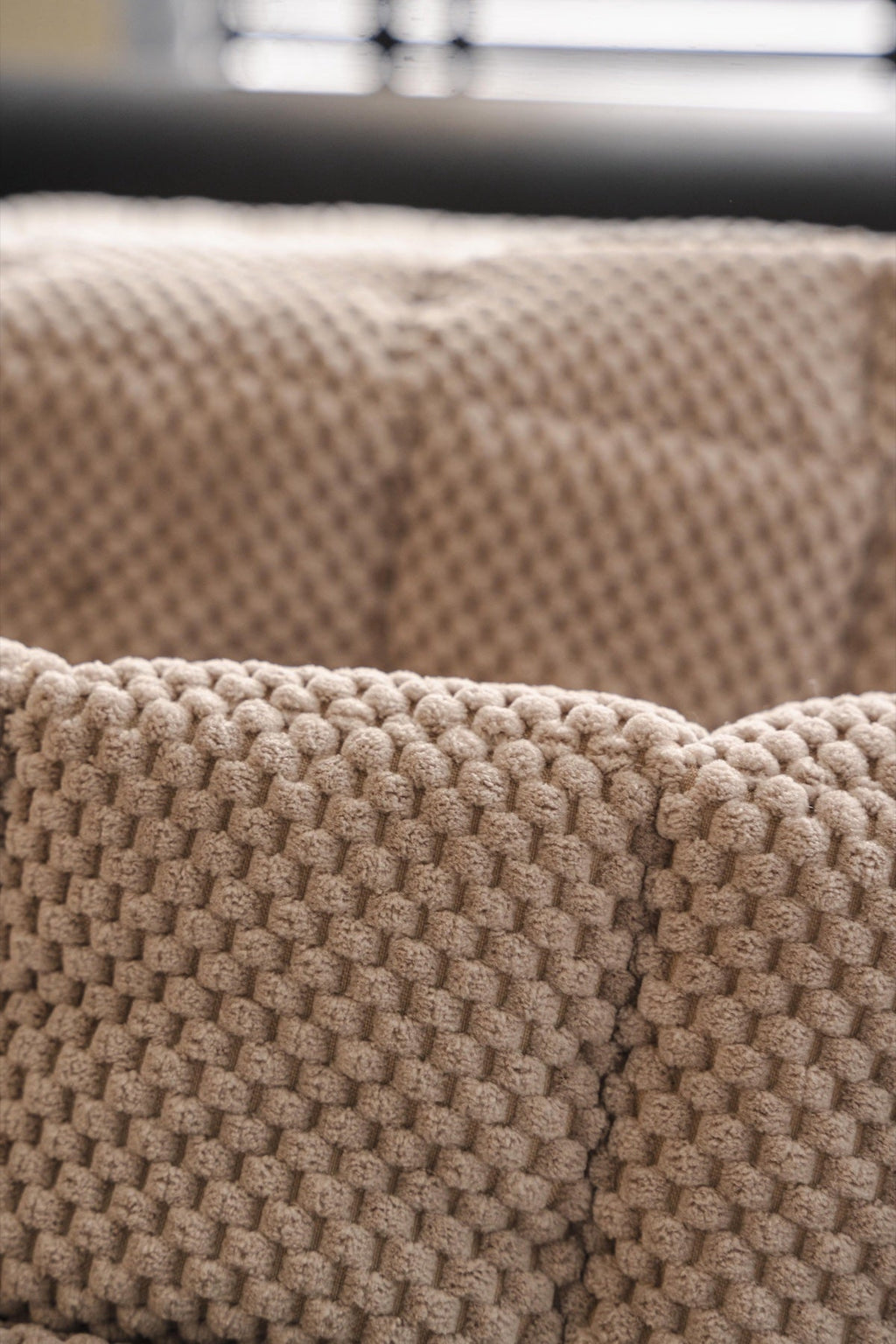 Decor Cedar Aspen Quilted Sherpa Sofa Seat Cover in Warm Taupe Sherpa - quilted fabric and sherpa edge detail for quilted sofa seat covers in United States