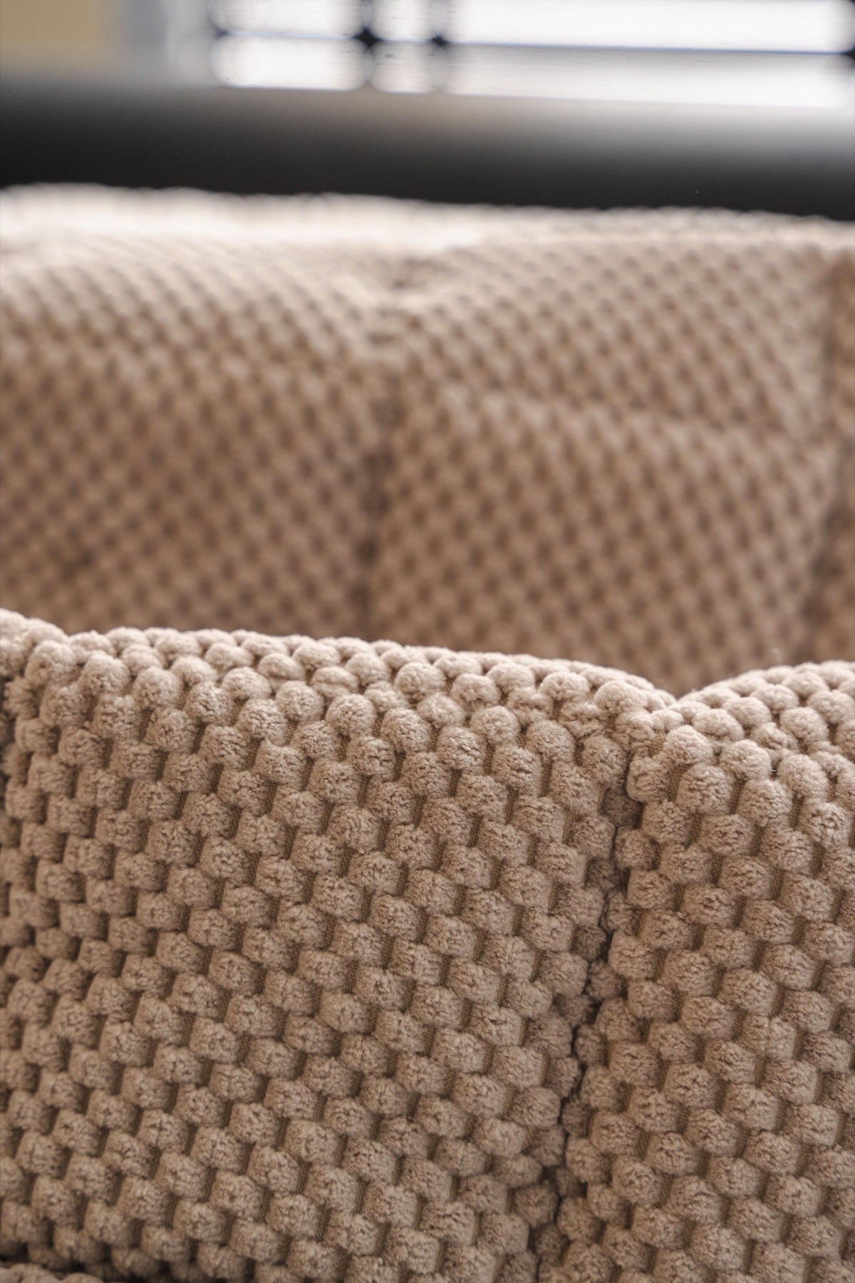 Decor Cedar Aspen Quilted Sherpa Sofa Seat Cover in Warm Taupe Sherpa - quilted fabric and sherpa edge detail for quilted sofa seat covers in United States