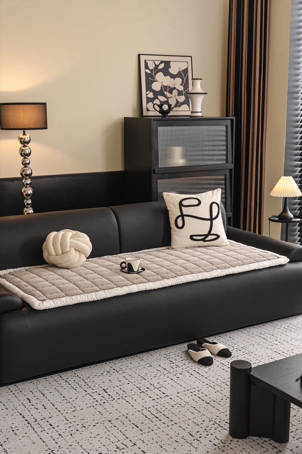 Decor Cedar Aspen Quilted Sherpa Sofa Seat Cover in Warm Taupe Sherpa - styled quilted sofa seat cover for quilted sofa seat covers in United States