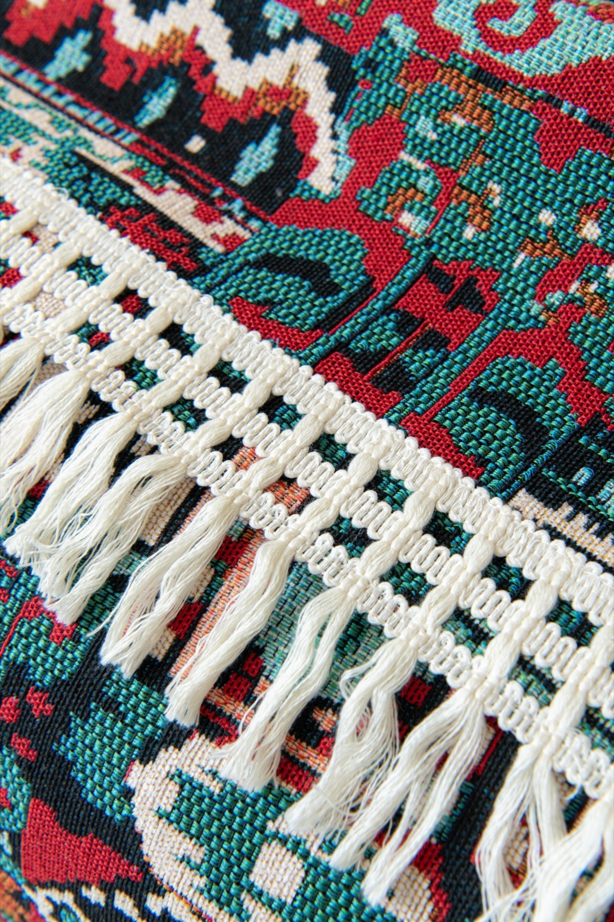 Decor Cedar Atlas Kilim Fringe Sofa Cover Piece - fabric texture and fringe detail for kilim fringe sofa cover piece in United States, image 13