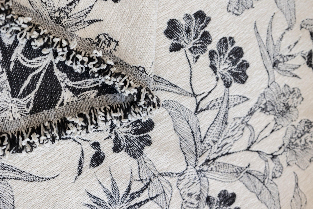 Decor Cedar Aurelia Fringed Floral Jacquard Sofa Throw Cover in Charcoal Bloom - jacquard floral fringe detail for patterned couch cover in United States, image 22