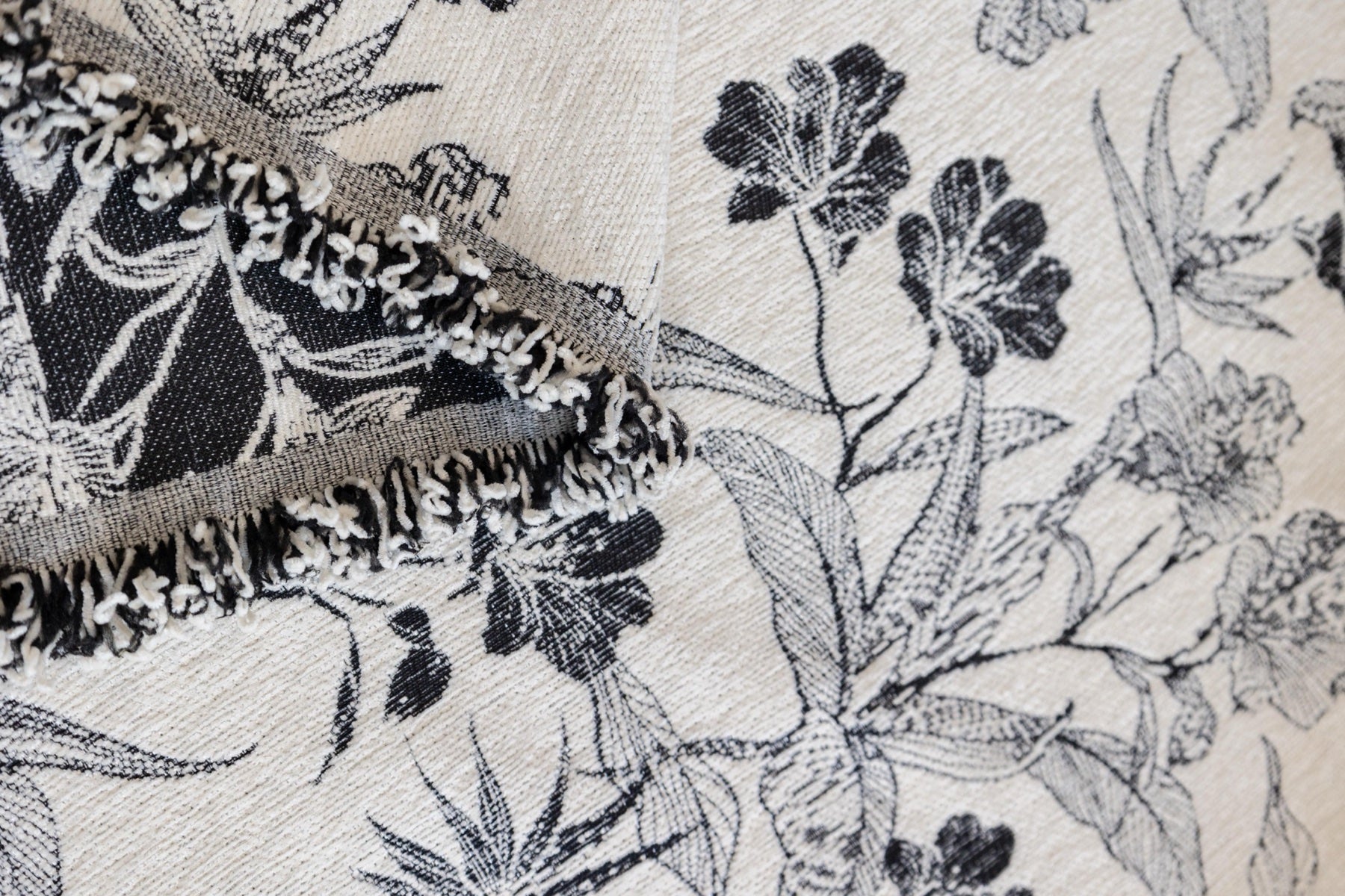 Decor Cedar Aurelia Fringed Floral Jacquard Sofa Throw Cover in Charcoal Bloom - jacquard floral fringe detail for patterned couch cover in United States, image 22