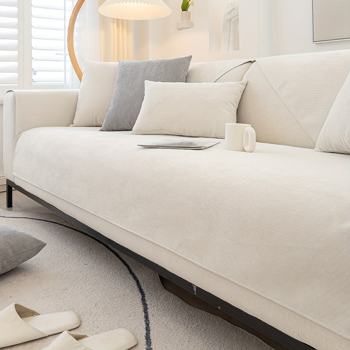 Decor Cedar Haven Pet Friendly Sofa Cover lifestyle product image for stretch sofa cover in United States - White / 35.4"*70.9"/90*180cm