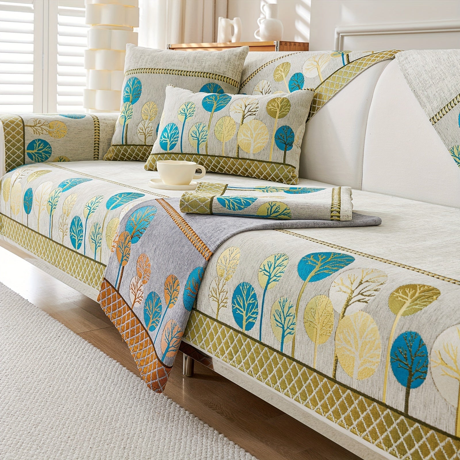Decor Cedar Moonlit Jacquard Armchair Cover stretch sofa cover in United States - color and texture view 3