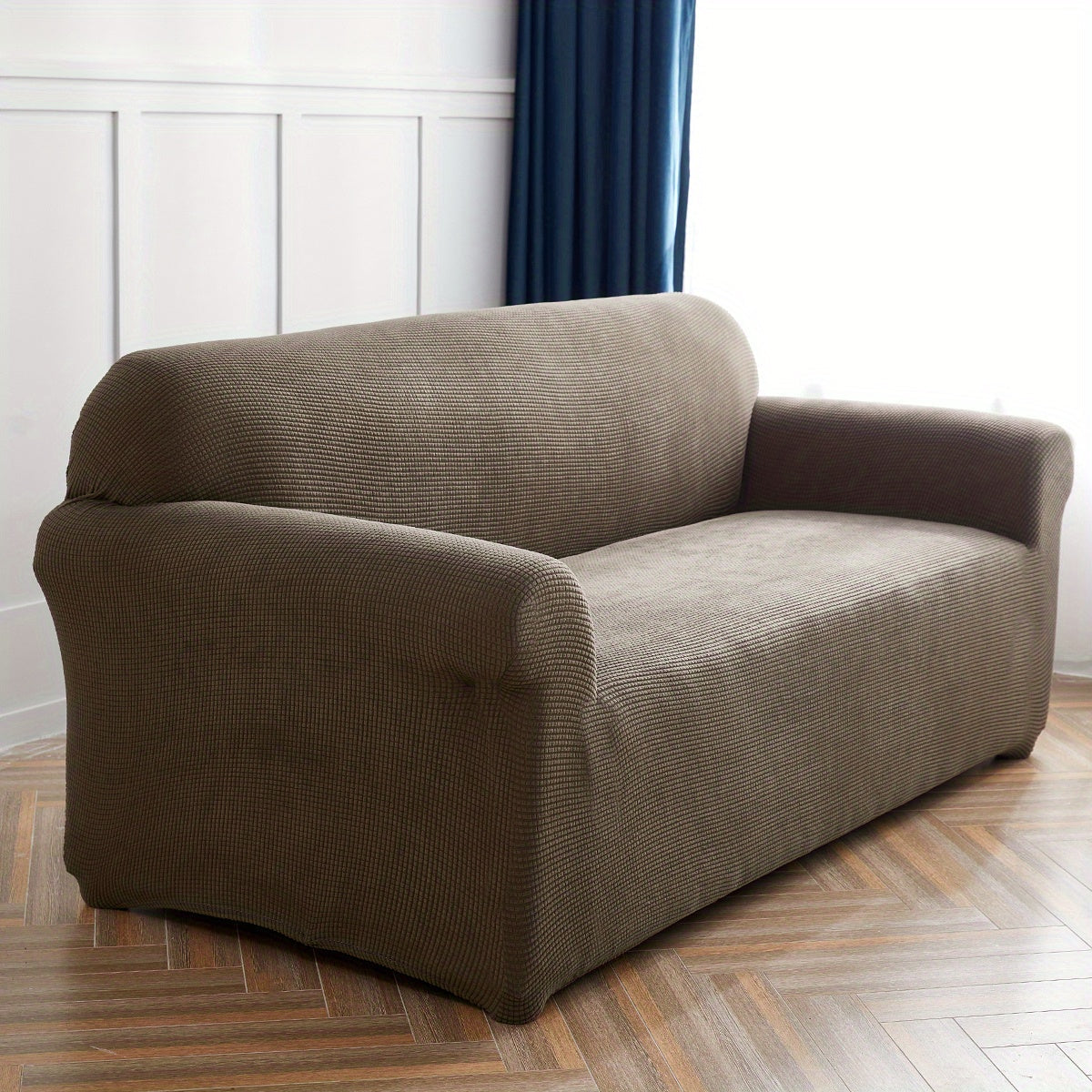 Decor Cedar Calma Plush All Season Sofa Cover lifestyle product image for stretch sofa cover in United States
