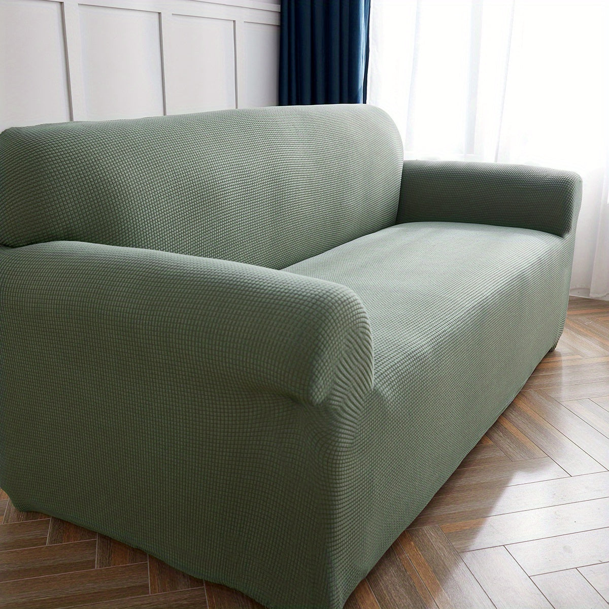 Decor Cedar Calma Plush All Season Sofa Cover lifestyle product image for stretch sofa cover in United States