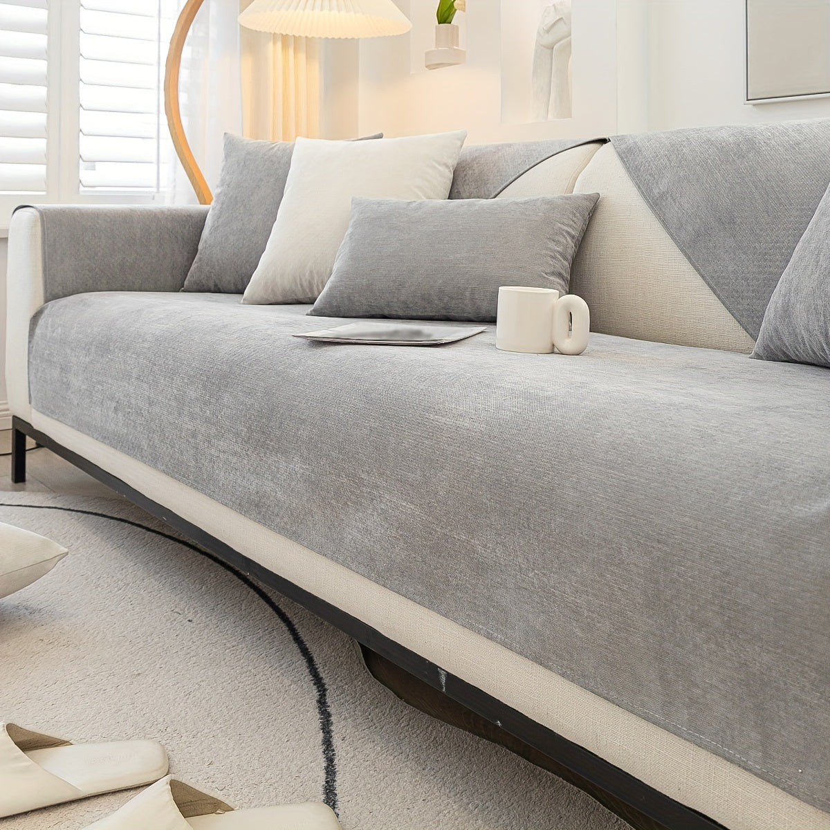 Decor Cedar Haven Pet Friendly Sofa Cover lifestyle product image for stretch sofa cover in United States - White / 35.4"*62.9"/90*160cm