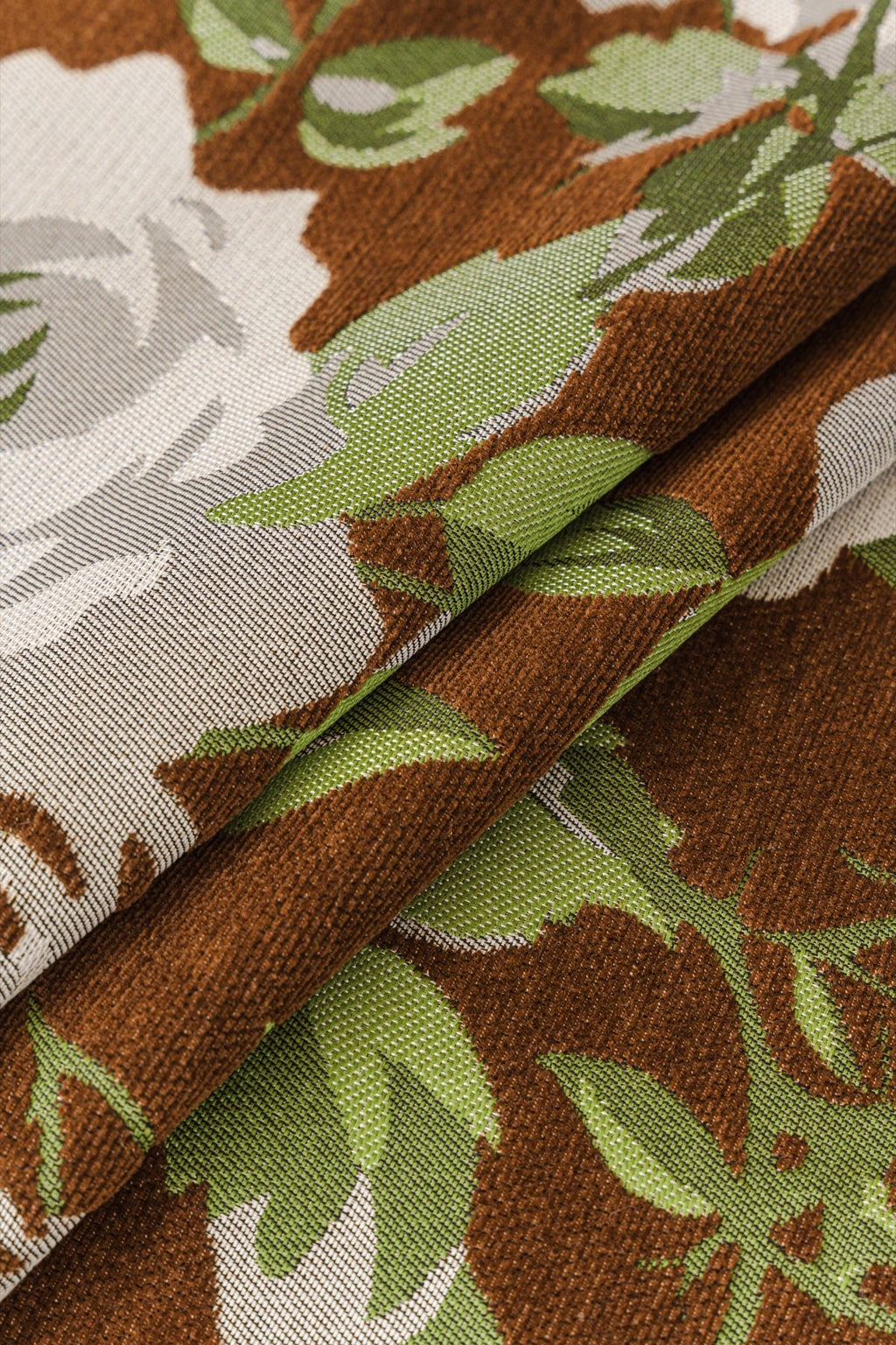 Decor Cedar Camellia Skirted Floral Sofa Throw Cover in Olive Cocoa Floral - floral fabric and skirt edge detail for floral sofa throw covers in United States