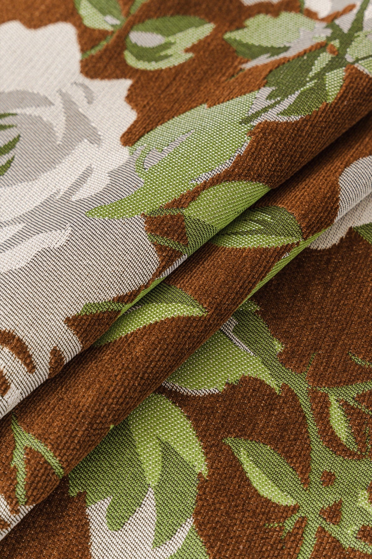 Decor Cedar Camellia Skirted Floral Sofa Throw Cover in Olive Cocoa Floral - floral fabric and skirt edge detail for floral sofa throw covers in United States