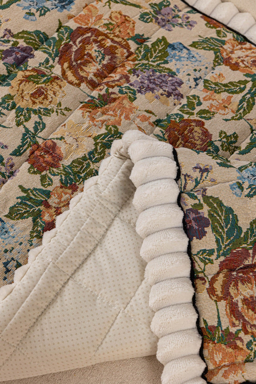 Decor Cedar Celeste Floral Jacquard Sofa Seat Cover in Ivory Garden Floral - floral jacquard fabric detail for floral sofa seat covers in United States