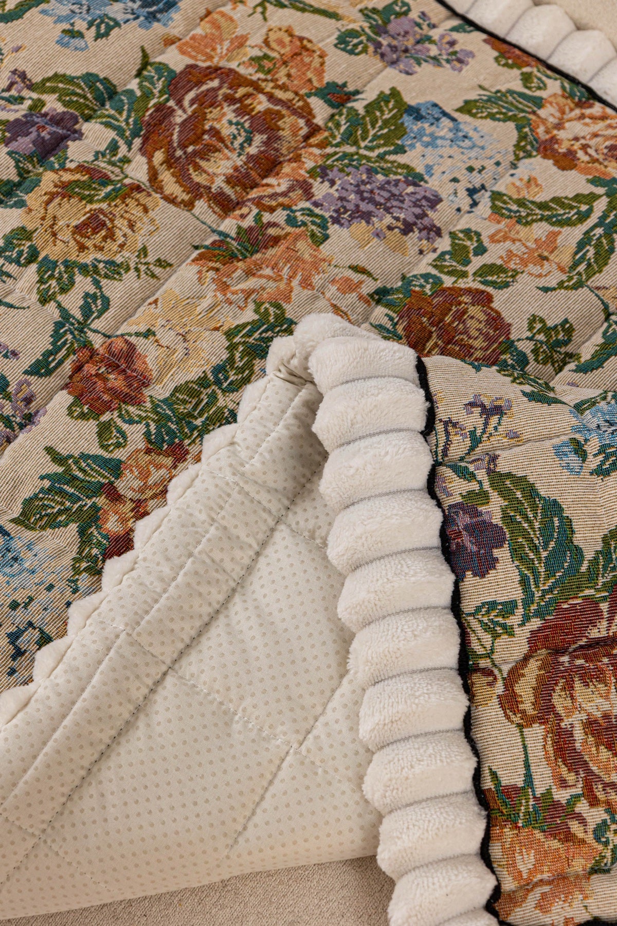 Decor Cedar Celeste Floral Jacquard Sofa Seat Cover in Ivory Garden Floral - floral jacquard fabric detail for floral sofa seat covers in United States