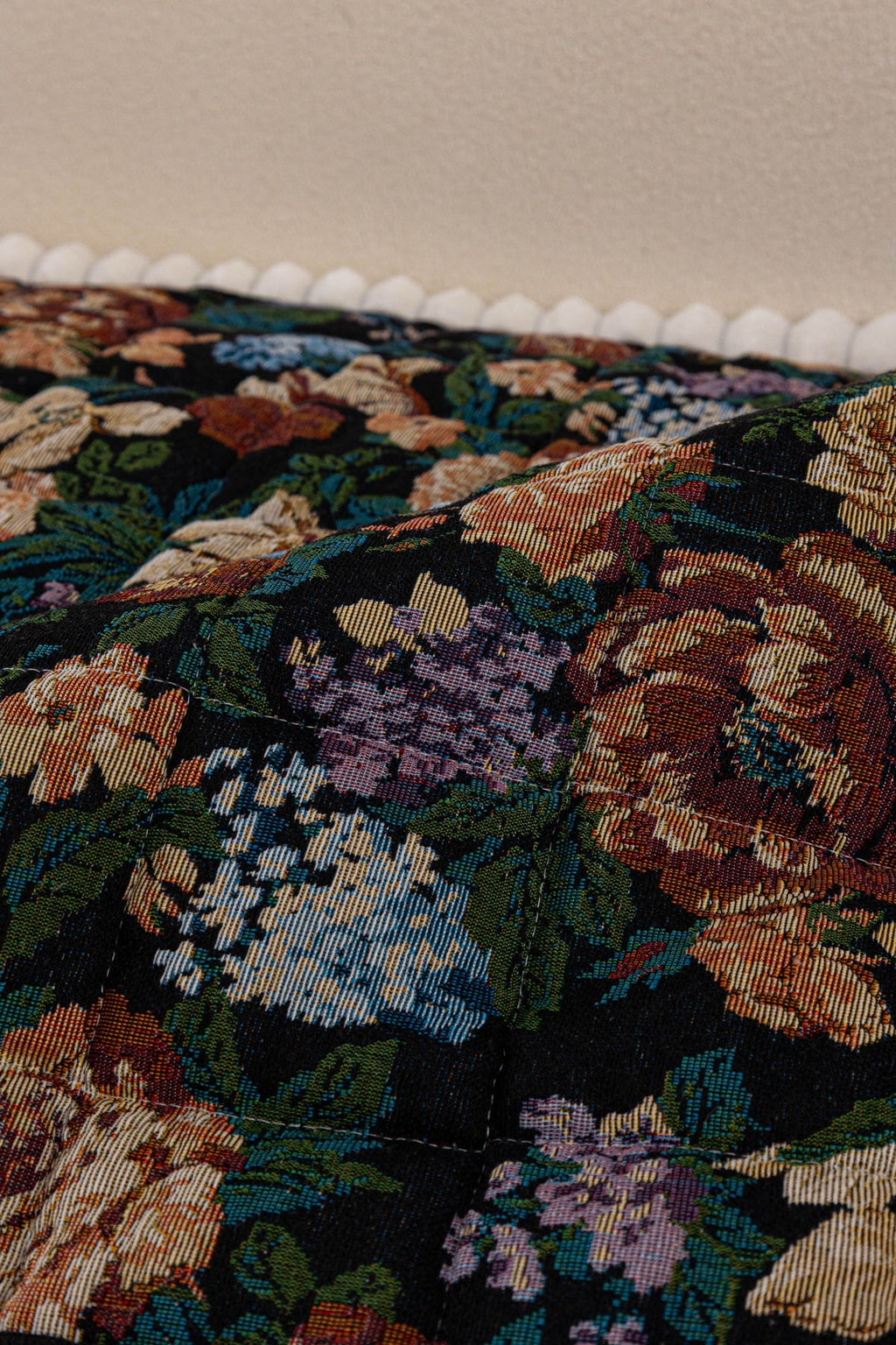 Decor Cedar Celeste Floral Jacquard Sofa Seat Cover in Midnight Garden Floral - floral jacquard fabric detail for floral sofa seat covers in United States