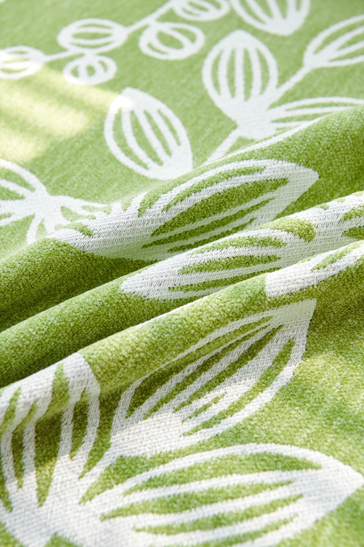Decor Cedar Celia Floral Vine Fringe Sofa Throw Cover in Apple Green - floral vine sofa throw cover fabric and edge detail in United States, image 24