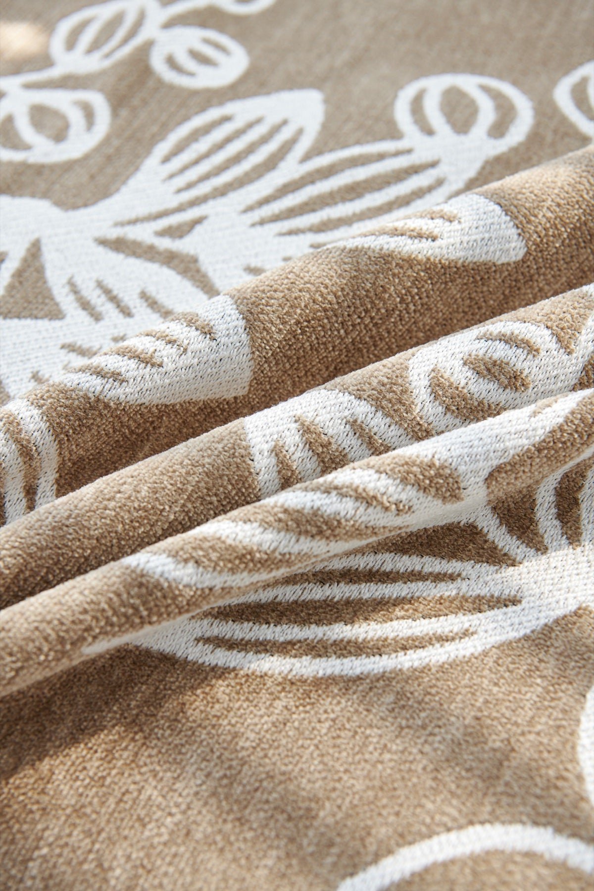 Decor Cedar Celia Floral Vine Fringe Sofa Throw Cover in Cocoa Vine - floral vine sofa throw cover fabric and edge detail in United States, image 15