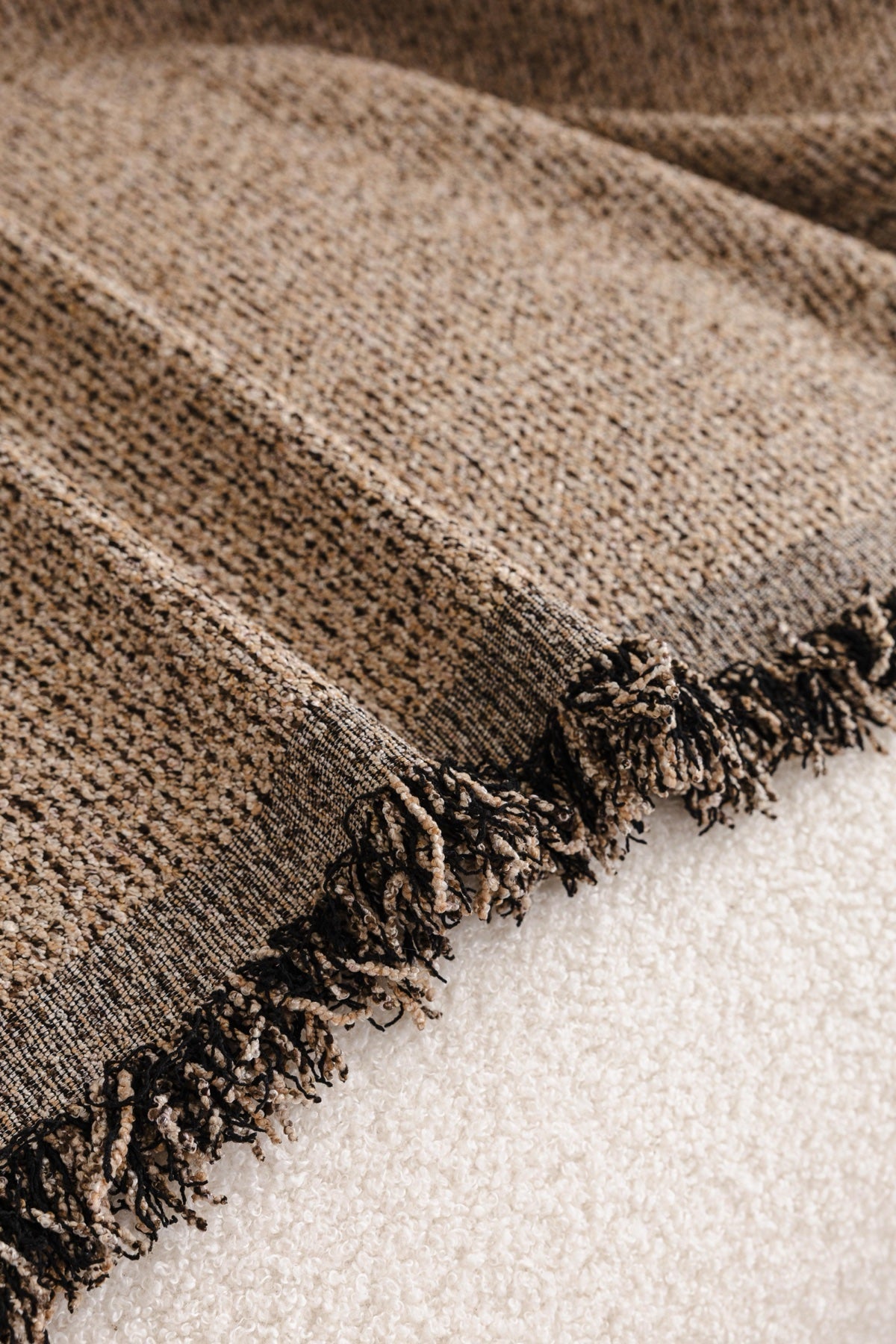 Decor Cedar Como Textured Boucle Fringe Sofa Throw Cover sofa throw cover in United States - color and texture view 5