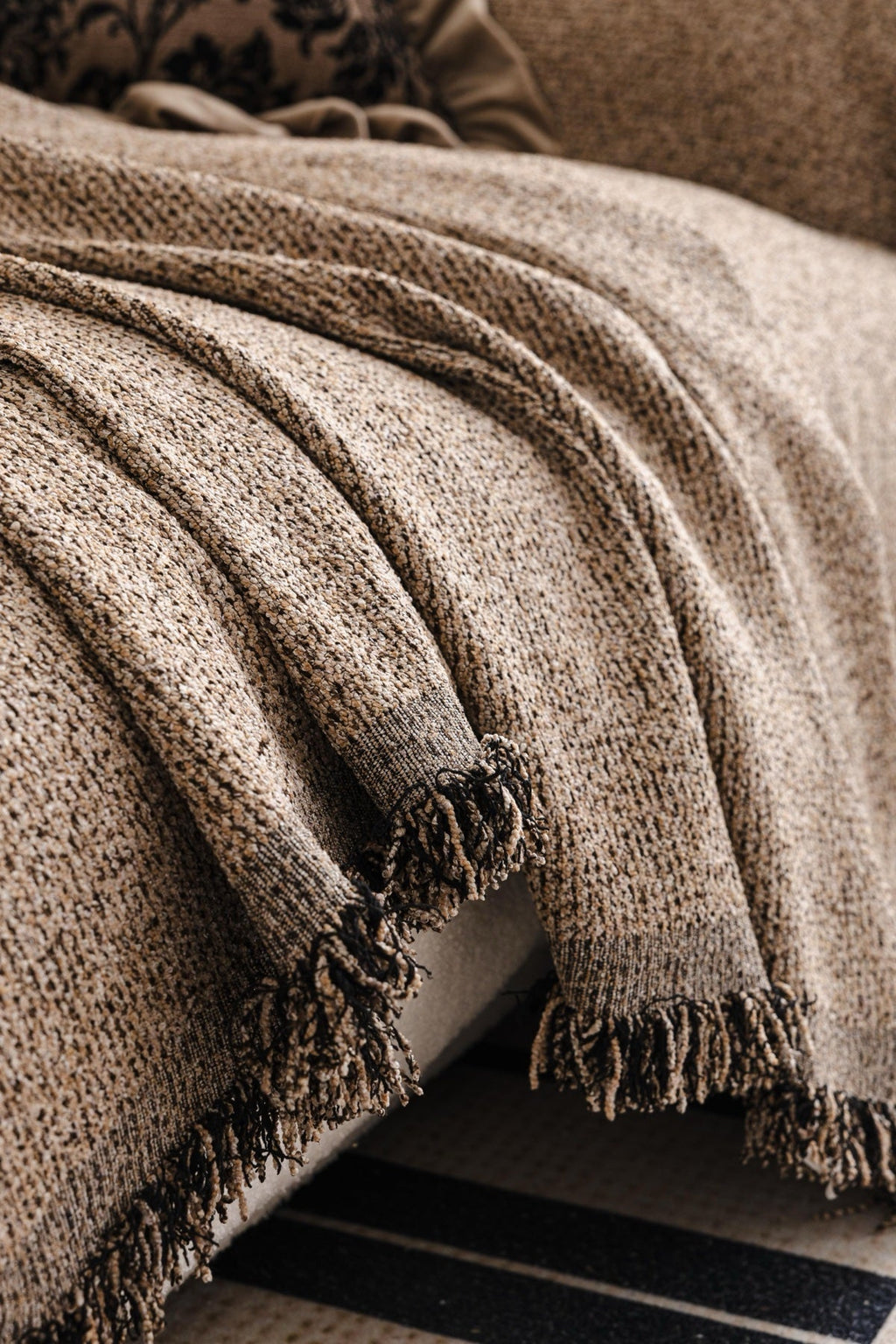 Decor Cedar Como Textured Boucle Fringe Sofa Throw Cover sofa throw cover in United States - color and texture view 7