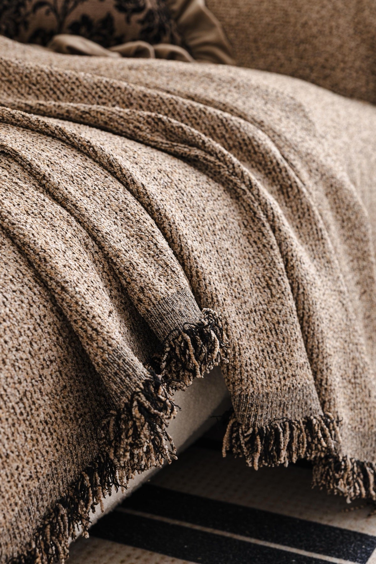 Decor Cedar Como Textured Boucle Fringe Sofa Throw Cover sofa throw cover in United States - color and texture view 7