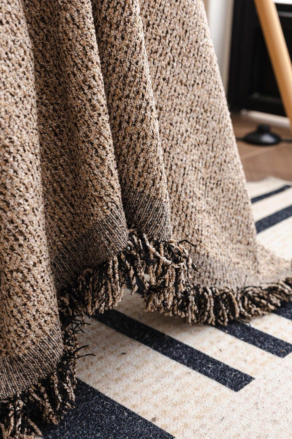 Decor Cedar Como Textured Boucle Fringe Sofa Throw Cover in Warm Taupe - textured boucle sofa throw cover styled couch cover in United States, image 11