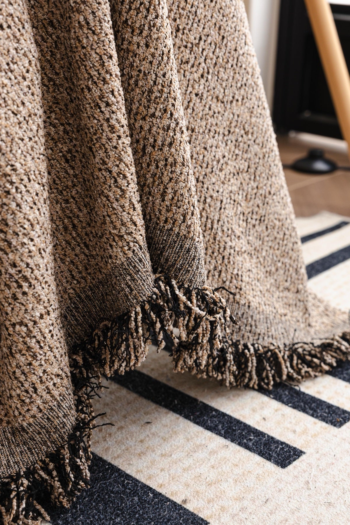 Decor Cedar Como Textured Boucle Fringe Sofa Throw Cover in Warm Taupe - textured boucle sofa throw cover styled couch cover in United States, image 11